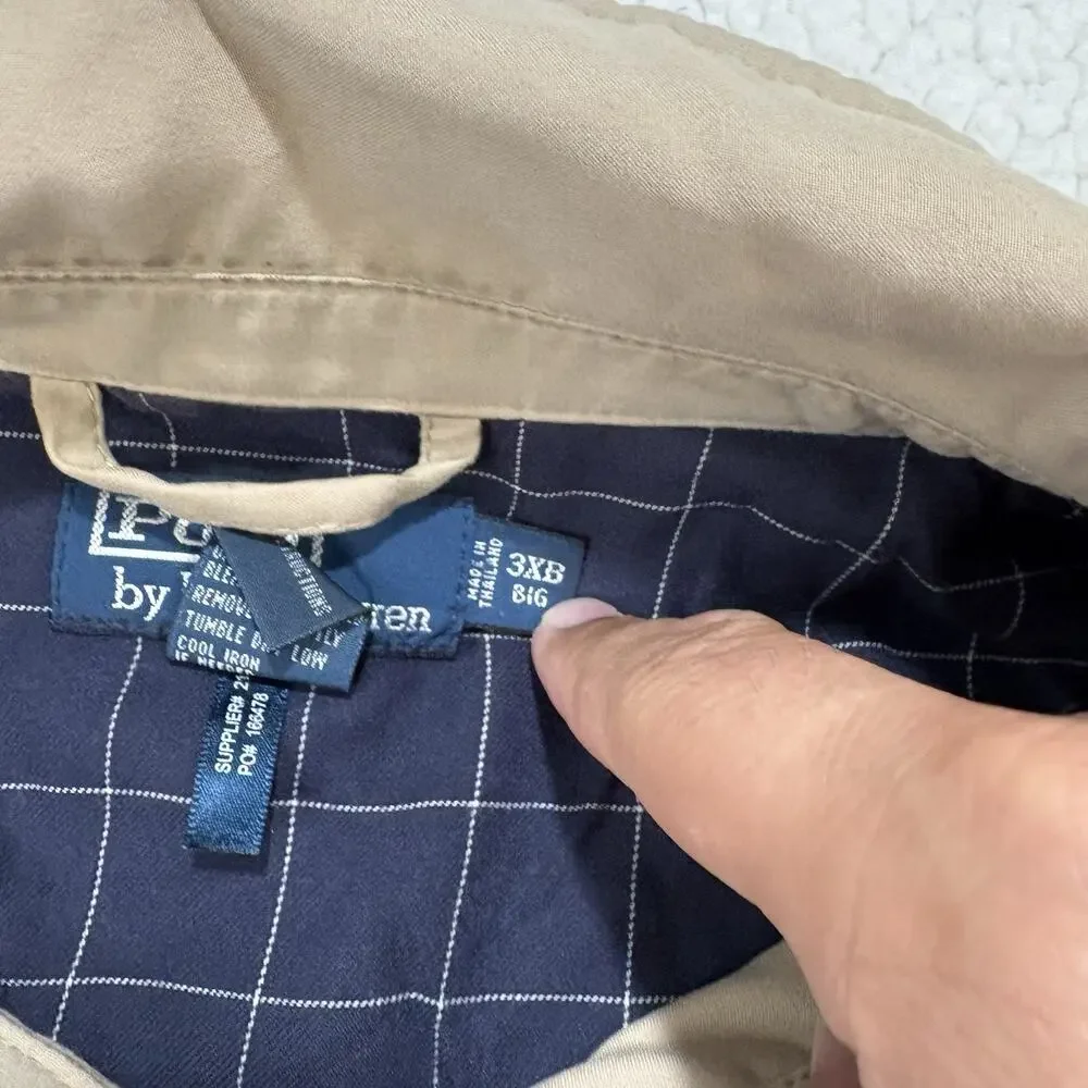 Polo Ralph Lauren Jacket Mens 3XB Khaki Bi-Swing‎ Bomber Plaid Lined Harrington
